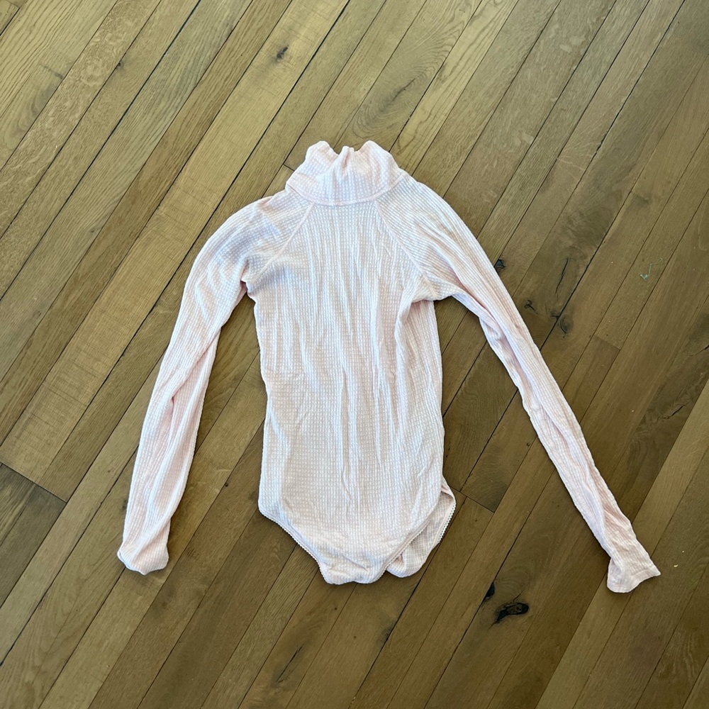 Free People Pink Bodysuit Long Sleeve Top